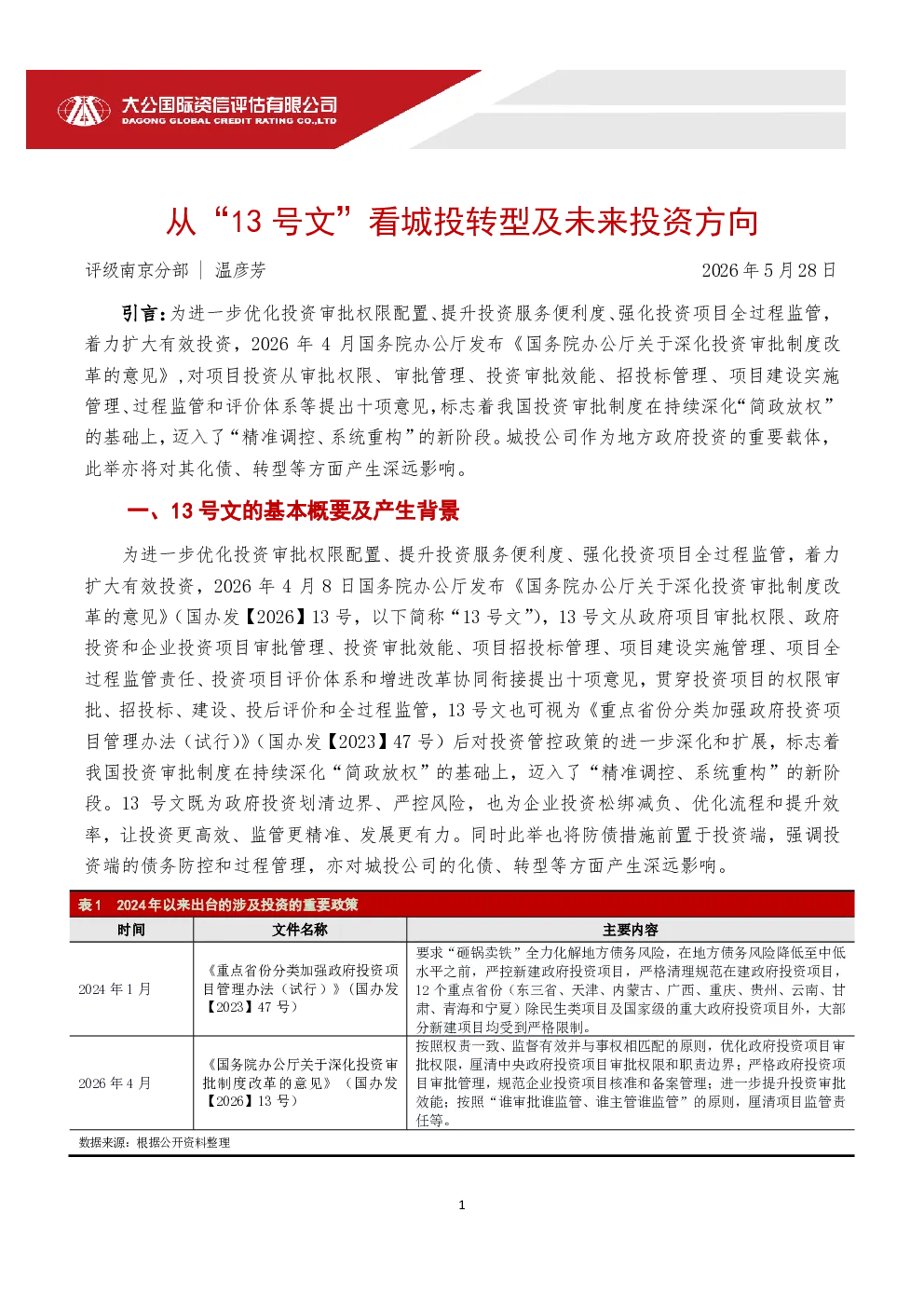 从“13号文”看城投转型及未来投资方向