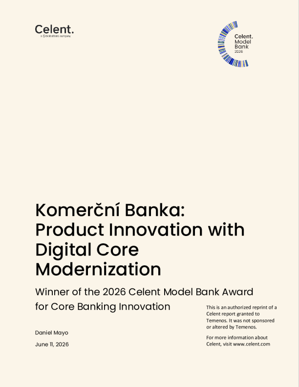 KomerčníBanka与Temenos共同荣获Celent模范银行核心银行创新奖