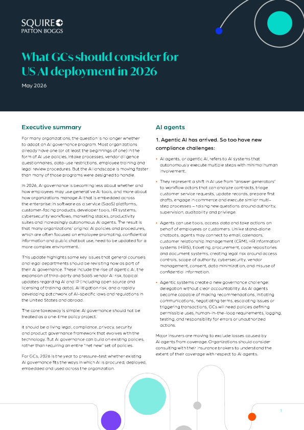 What should the GC of America's AI deployment in 2026 consider?