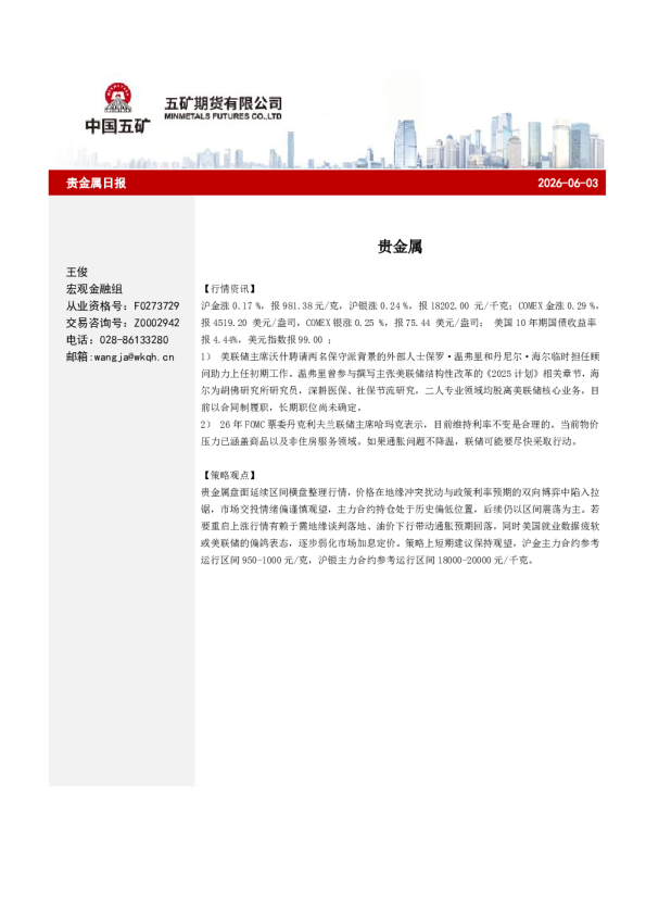贵金属日报
