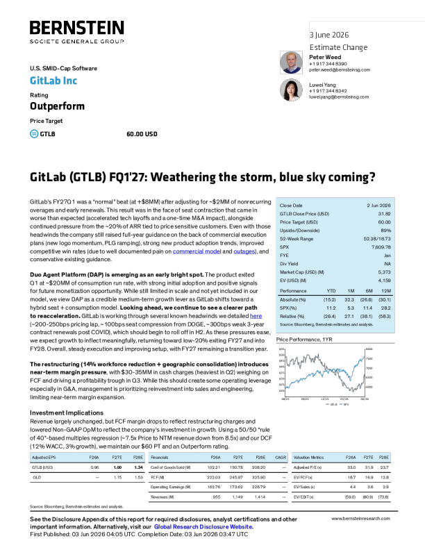 GitLab (GTLB) 2027财年第一季度：经受考验，曙光将至？