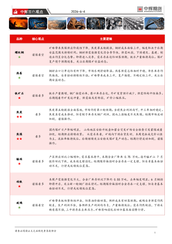 中辉黑色观点
