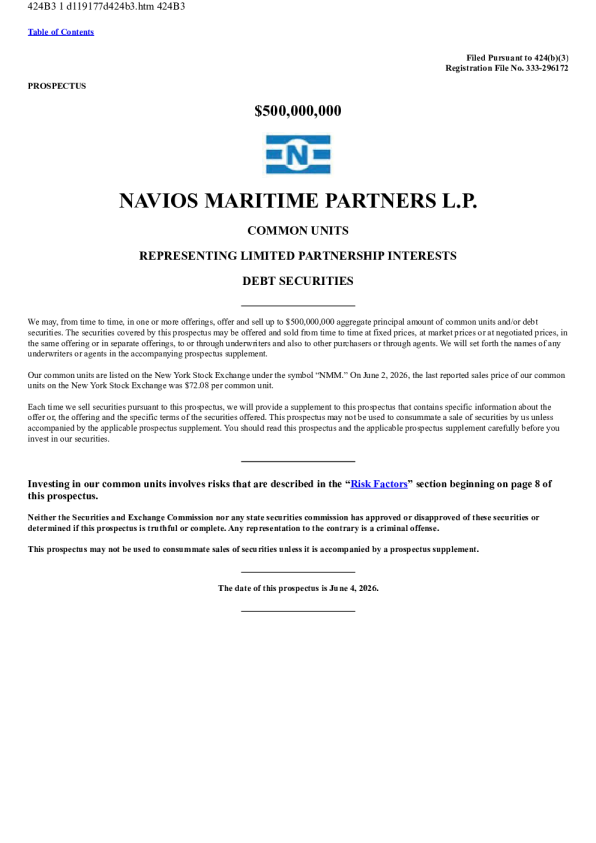 Navios Maritime Partners LP美股招股说明书(2026-06-04版)