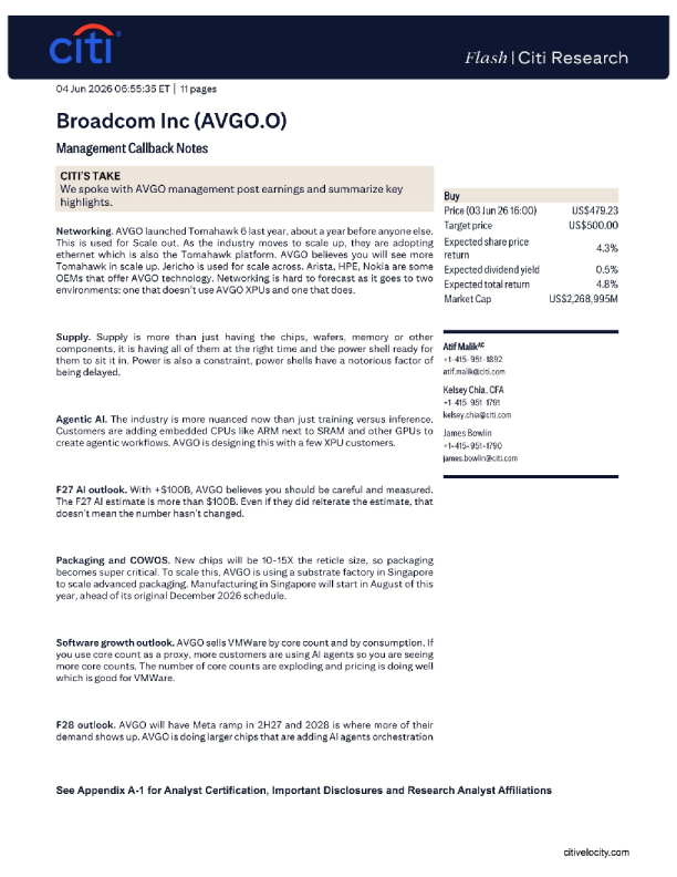 Broadcom Inc（AVGO.O）管理层电话会议纪要