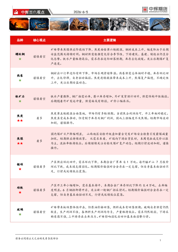中辉黑色观点