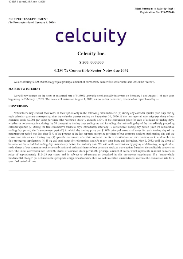 Celcuity美股招股说明书(2026-06-05版)