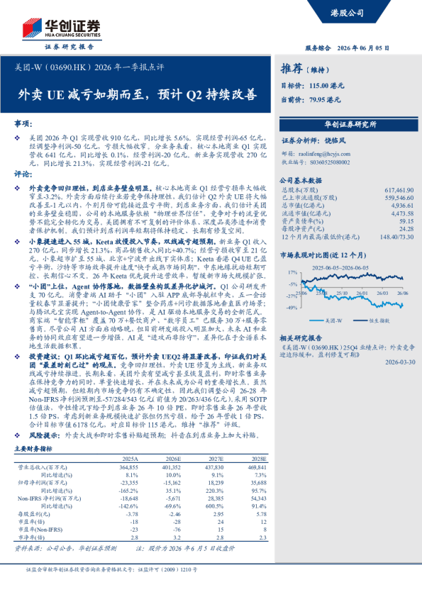 美团-W（03690.HK）2026年一季报点评