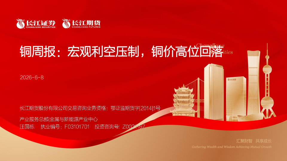 铜周报：宏观利空压制，铜价高位回落