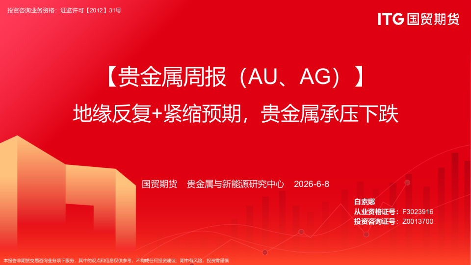 贵金属周报（AU、AG）：地缘反复+紧缩预期，贵金属承压下跌