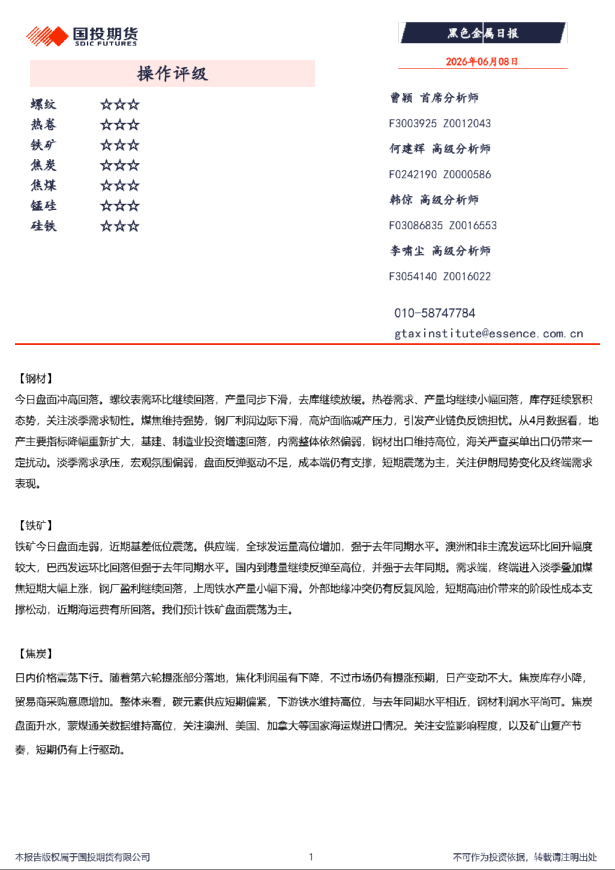 黑色金属日报