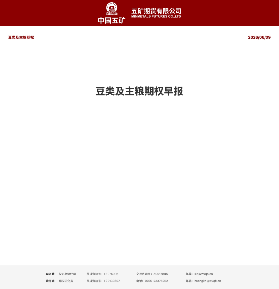 豆类及主粮期权早报