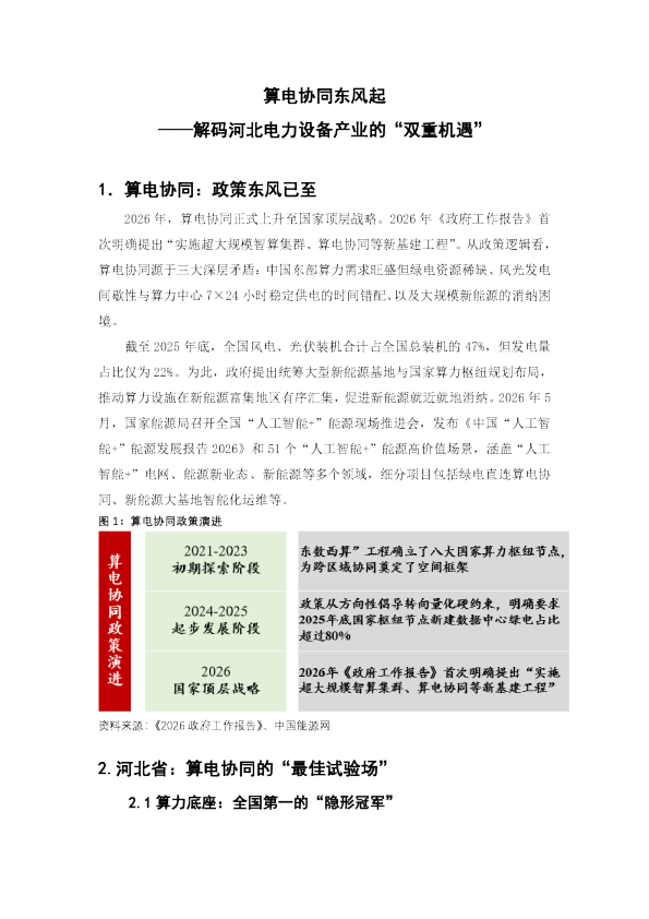 算电协同东风起：解码河北电力设备产业的“双重机遇”