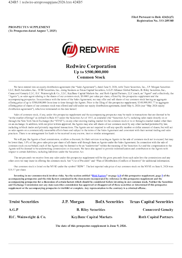 Redwire Corp美国招股说明书（2026年6月9日版）