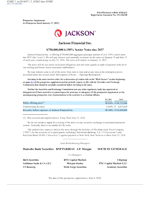 Jackson Financial Inc-A美股招股说明书(2026-06-09版)