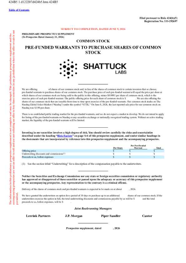 Shattuck Labs Inc美股招股说明书(2026-06-09版)