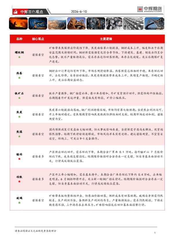 中辉黑色观点