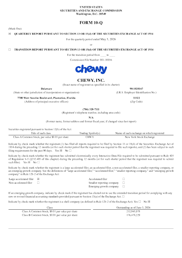 Chewy 2026年季度报告
