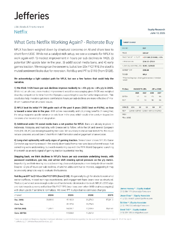 Netflix 重振之路？：重申买入