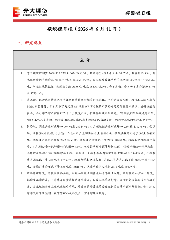 碳酸锂日报