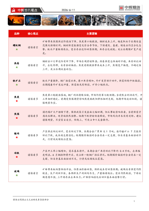 中辉黑色观点
