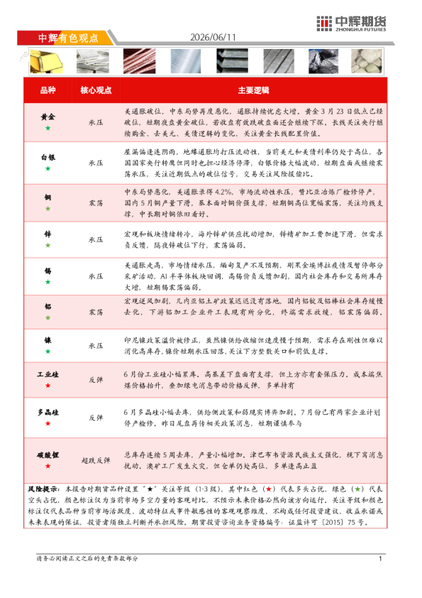 中辉有色观点