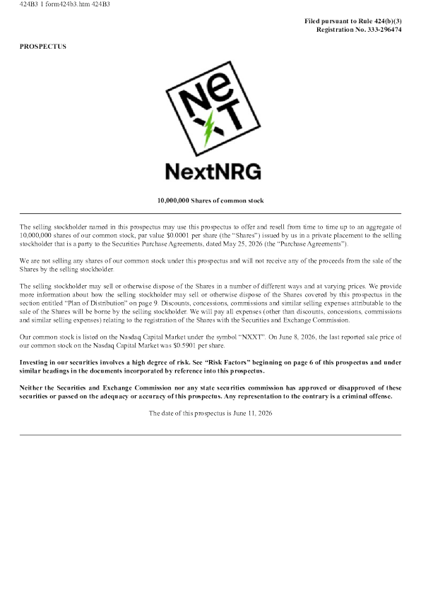 NextNRG美股招股说明书(2026-06-11版)