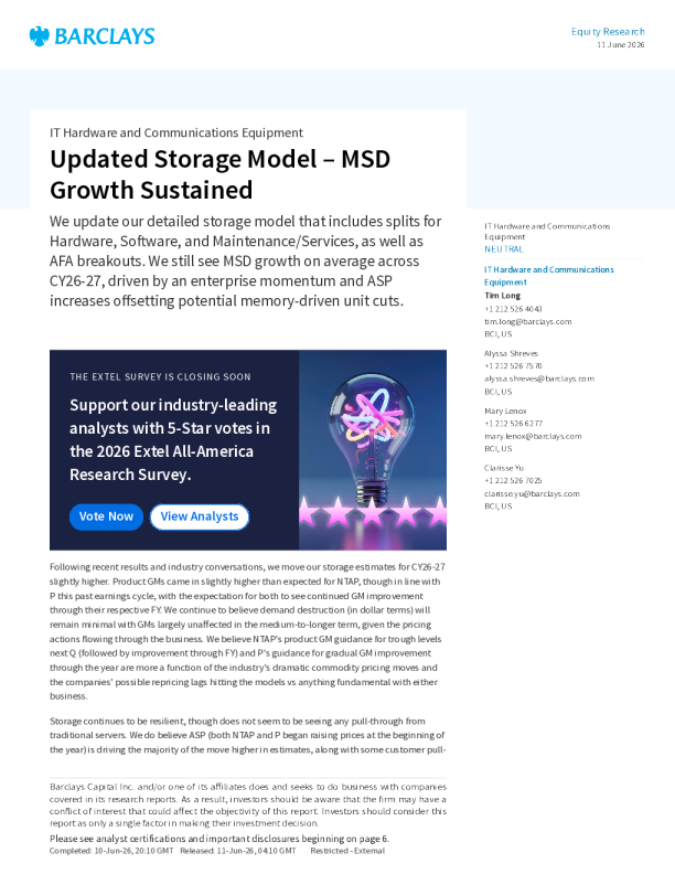 Update storage model: MSD growth continues