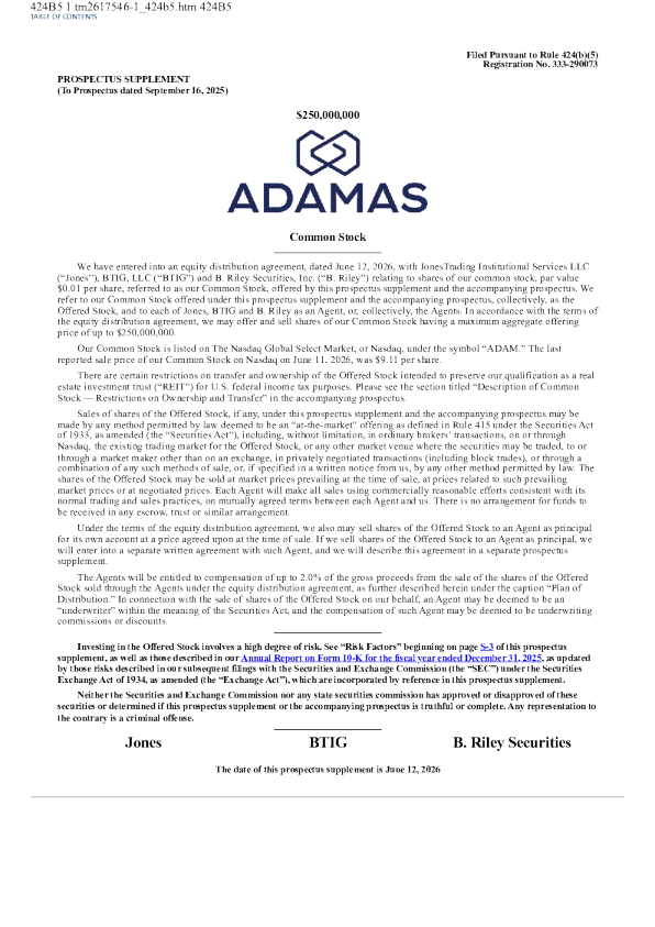 Adamas Trust Inc美股招股说明书(2026-06-12版)