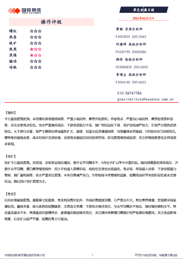 黑色金属日报