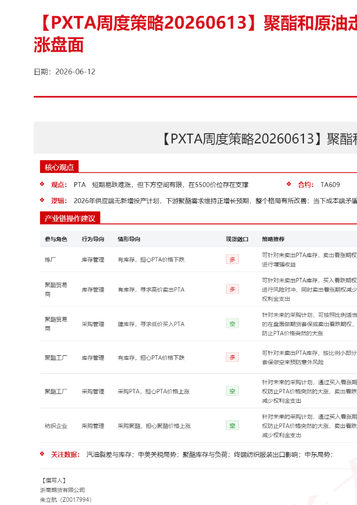 【PXTA周度策略】聚酯和原油走势分化，供应收紧推涨盘面