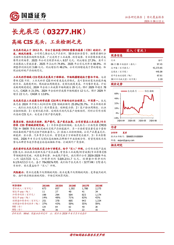 高端CIS龙头，工业检测之光
