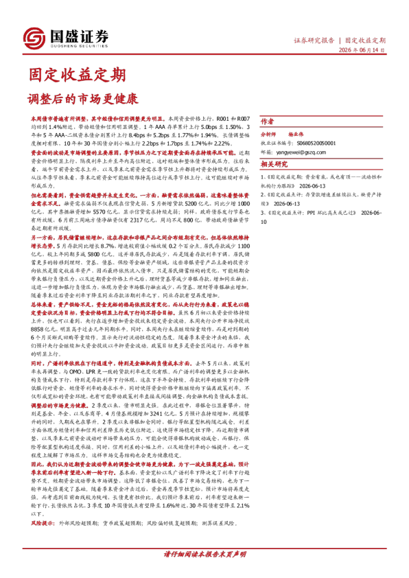 固定收益定期：调整后的市场更健康