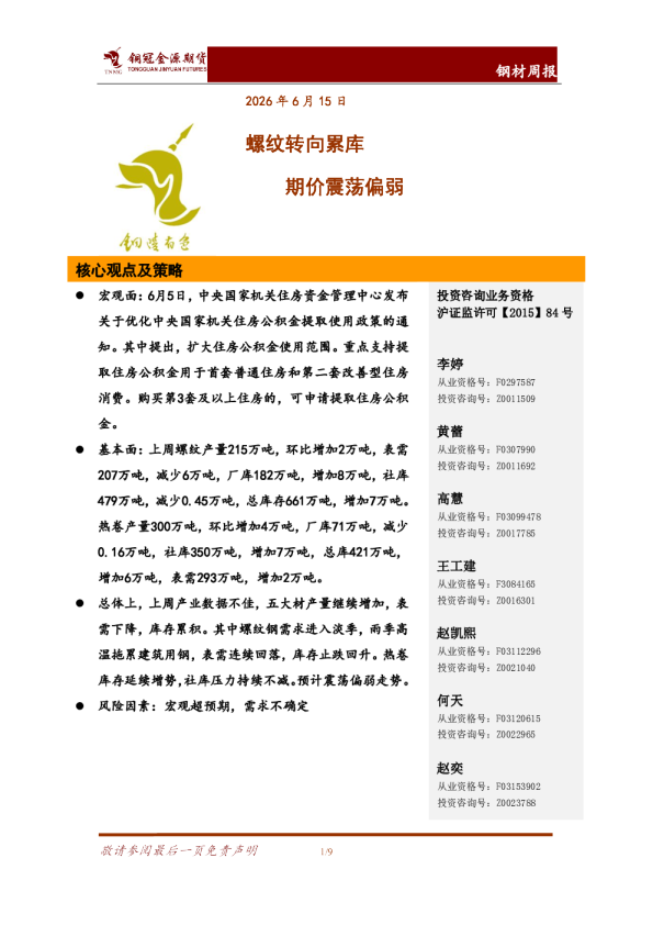 钢材周报：螺纹转向累库 期价震荡偏弱