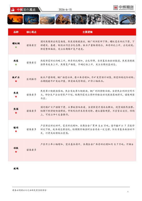 黑色板块日报：2026年6月15日