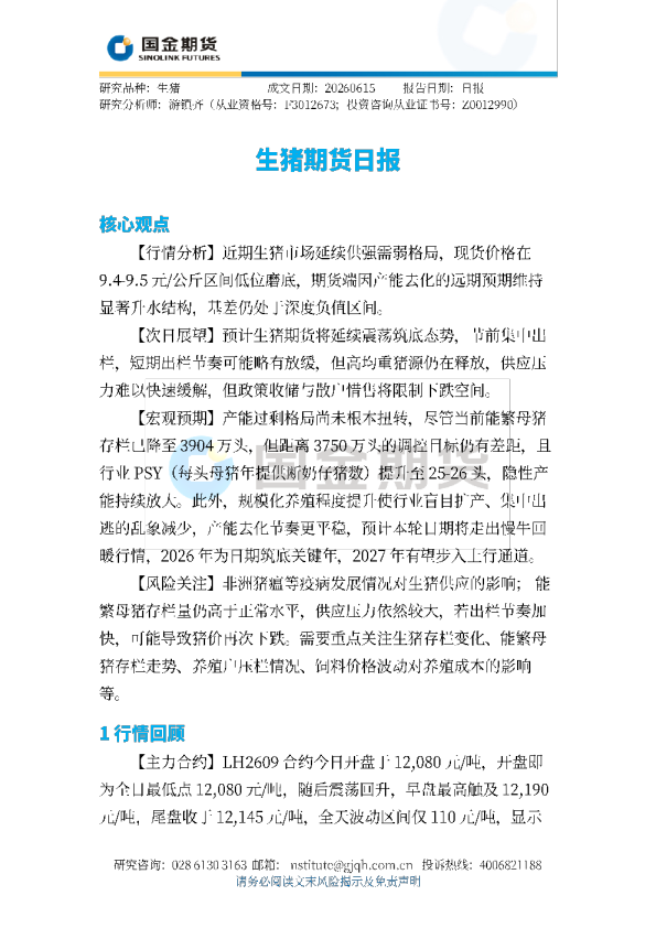 生猪期货日报