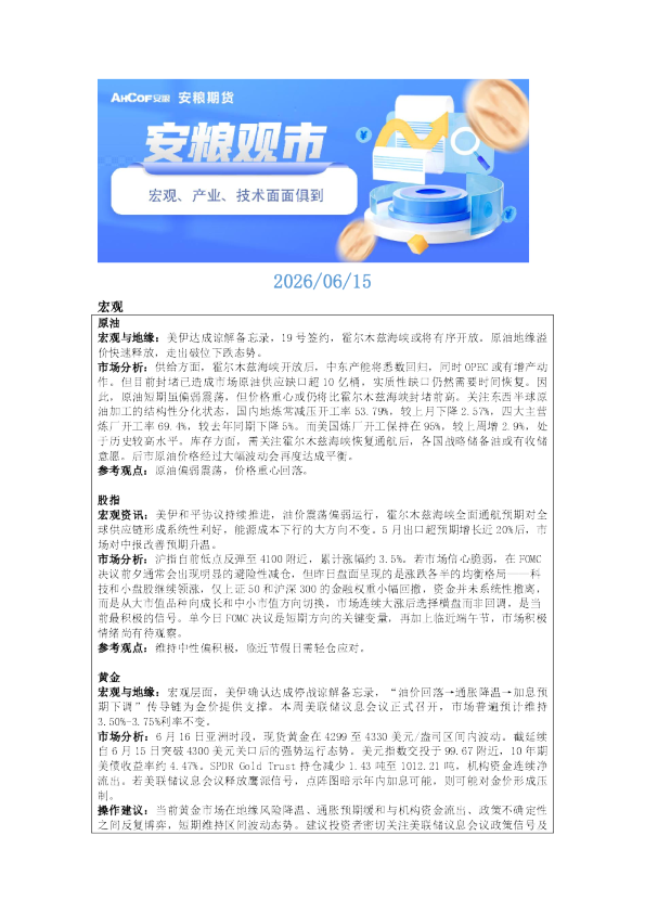 商品投资早参