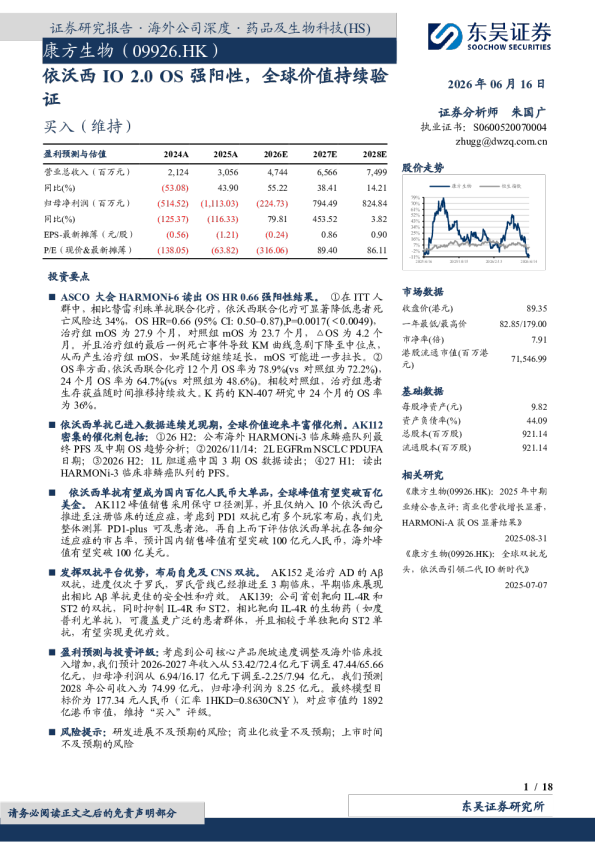 依沃西IO 2.0 OS强阳性，全球价值持续验证