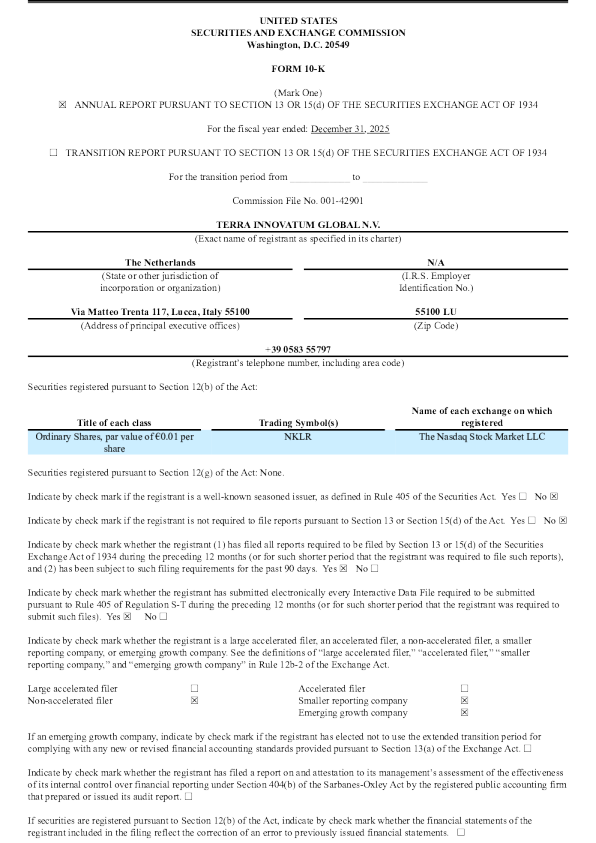 Terra Innovatum Global NV 2025年度报告