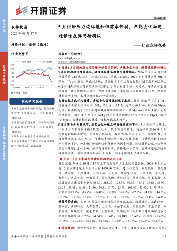 5月供给压力边际缓和但需求仍弱，产能去化加速，趋势性反弹尚待确认