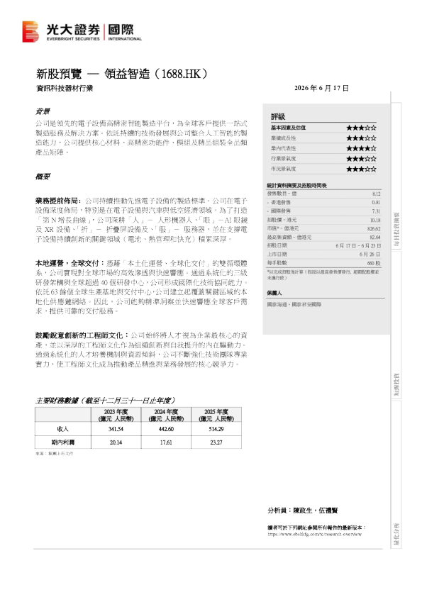 新股预览：领益智造
