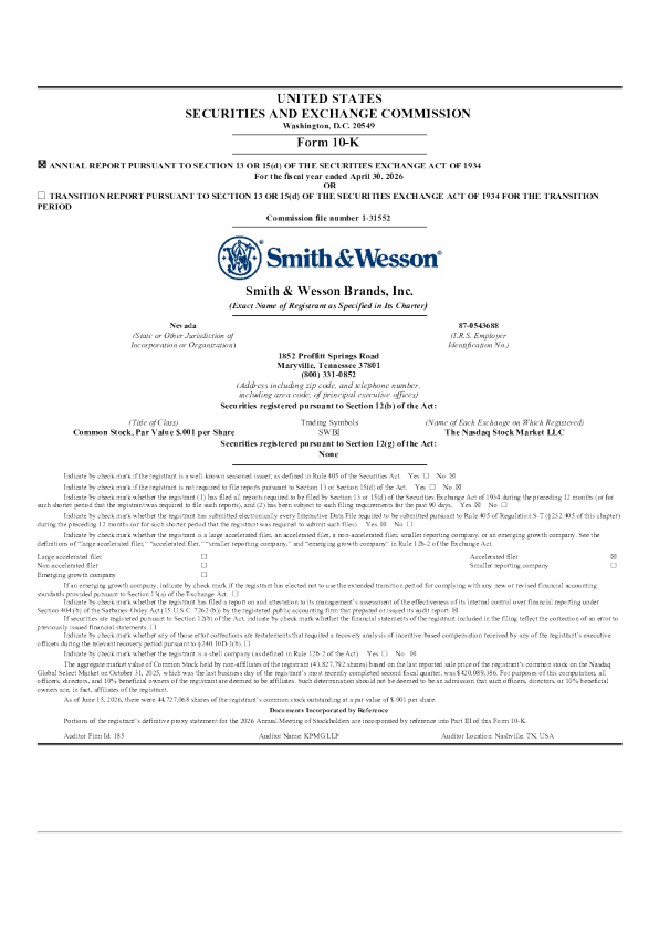 Smith & Wesson Brands Inc 2025年度报告