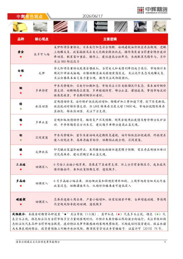 中辉有色观点