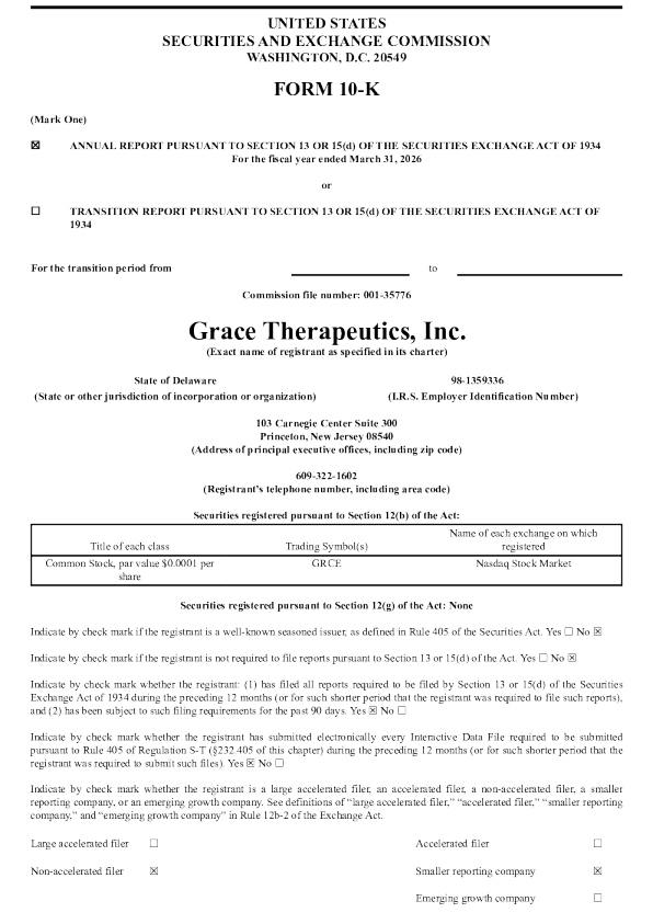 Grace Therapeutics Inc 2025年度报告