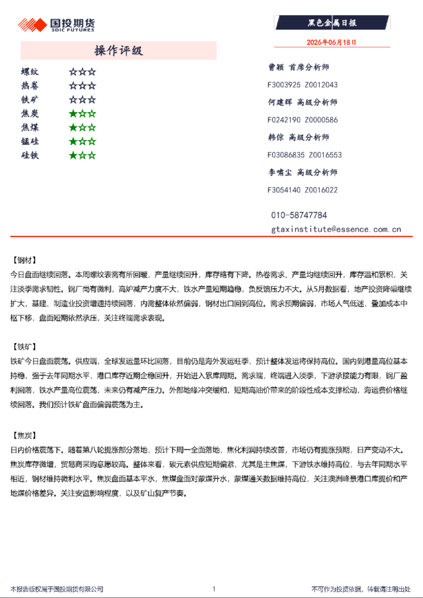 黑色金属日报