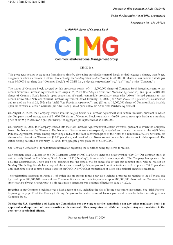 CIMG Inc美股招股说明书(2026-06-22版)
