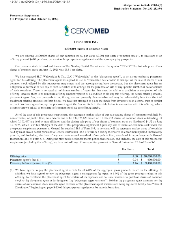 CervoMed Inc. 美股招股说明书（2026年6月22日版）