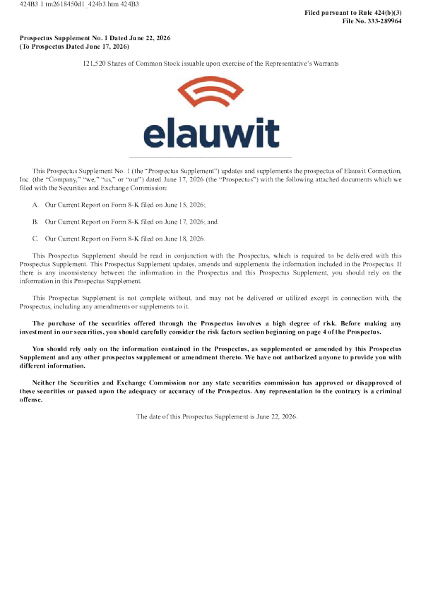 Elauwit Connection Inc美股招股说明书(2026-06-22版)
