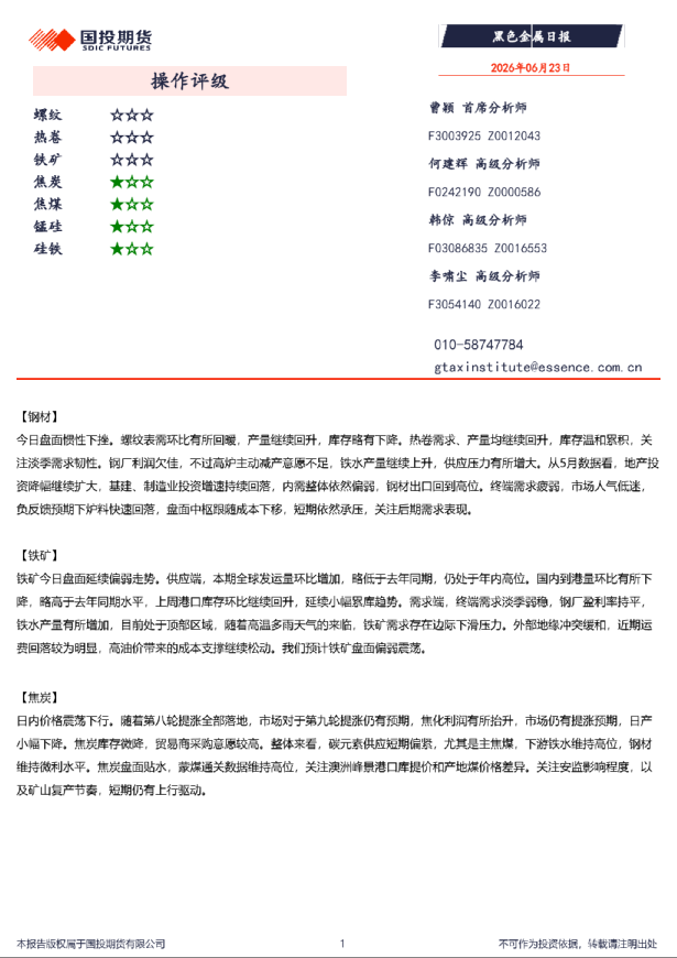 黑色金属日报