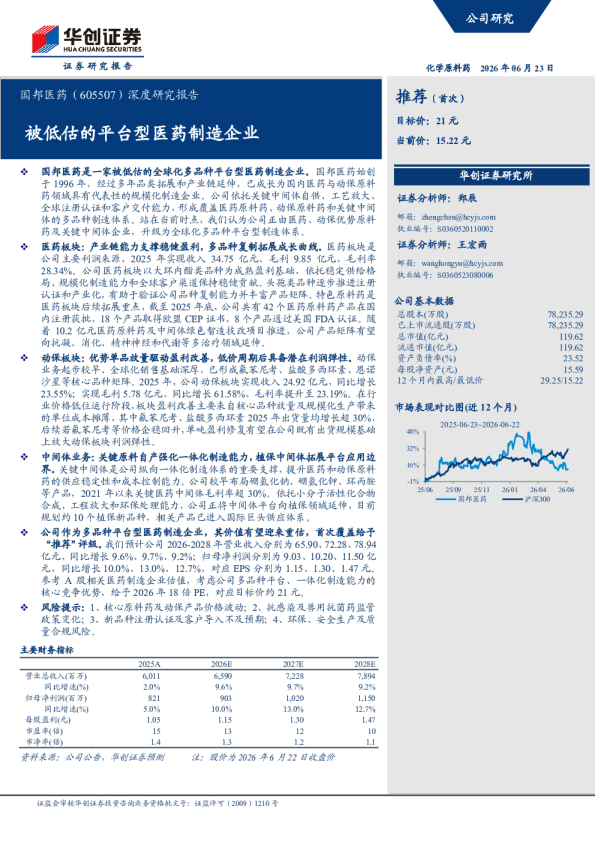 深度研究报告被低估的平台型医药制造企业