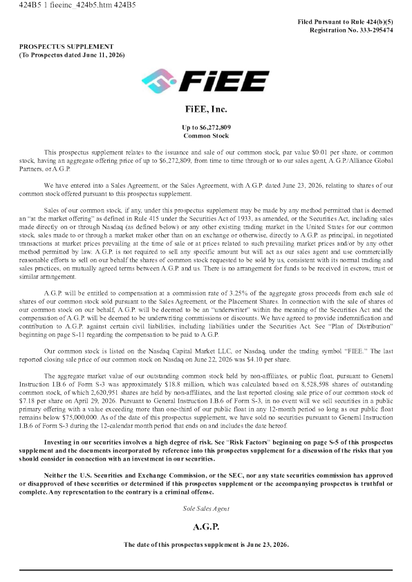 FiEE Inc美股招股说明书(2026-06-23版)
